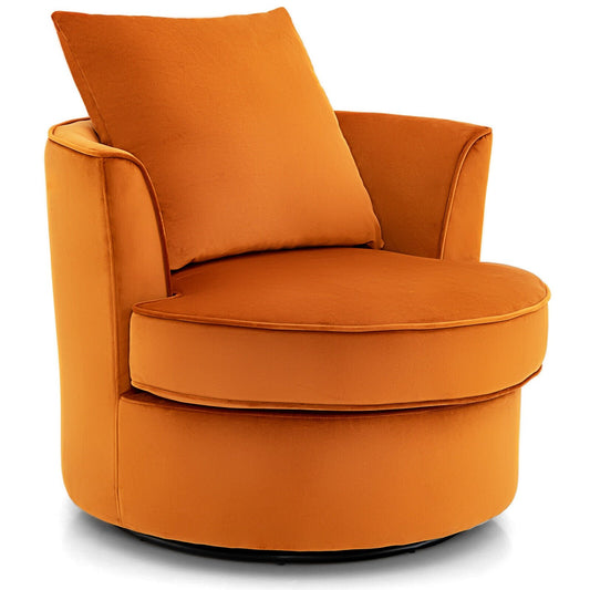 Modern 360° Swivel Barrel Chair with No Assembly Needed, Orange at Gallery Canada
