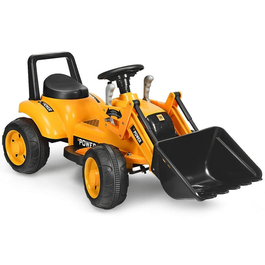Kids Ride On Excavator Digger 6V Battery Powered Tractor , Yellow