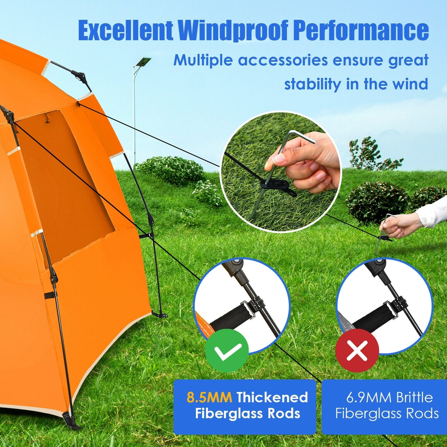 Pop Up Beach Tent, UPF 50+, Portable Sun Shelter, 3-4 Person, Orange Tents at Gallery Canada
