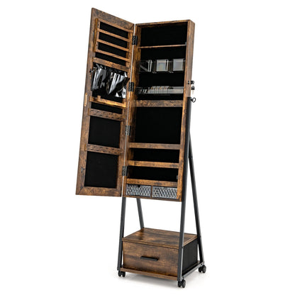 Jewelry Cabinet with Full Length Mirror, Brown