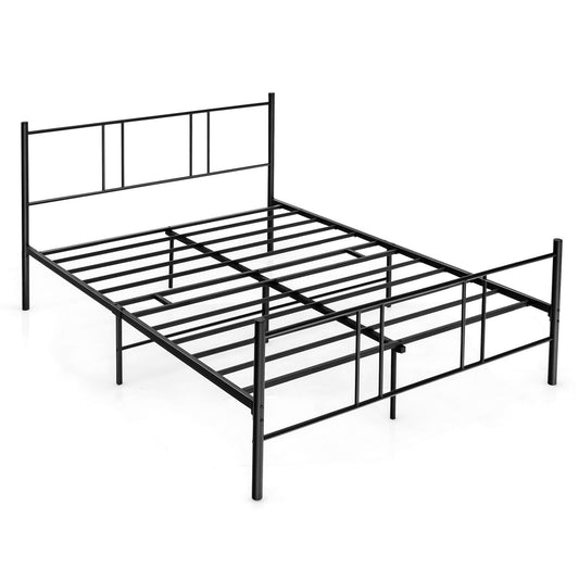 Full/Queen Size Platform Bed Frame with High Headboard-Full Size, Black
