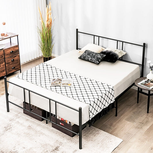 Queen Size Platform Bed Frame With High Headboard, Black Simple Bed Frame Black at Gallery Canada