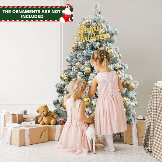 4.5 Feet Pre-Lit Premium Snow Flocked Christmas Tree with 150 Lights, Multicolor Christmas Tree Multicolor at Gallery Canada