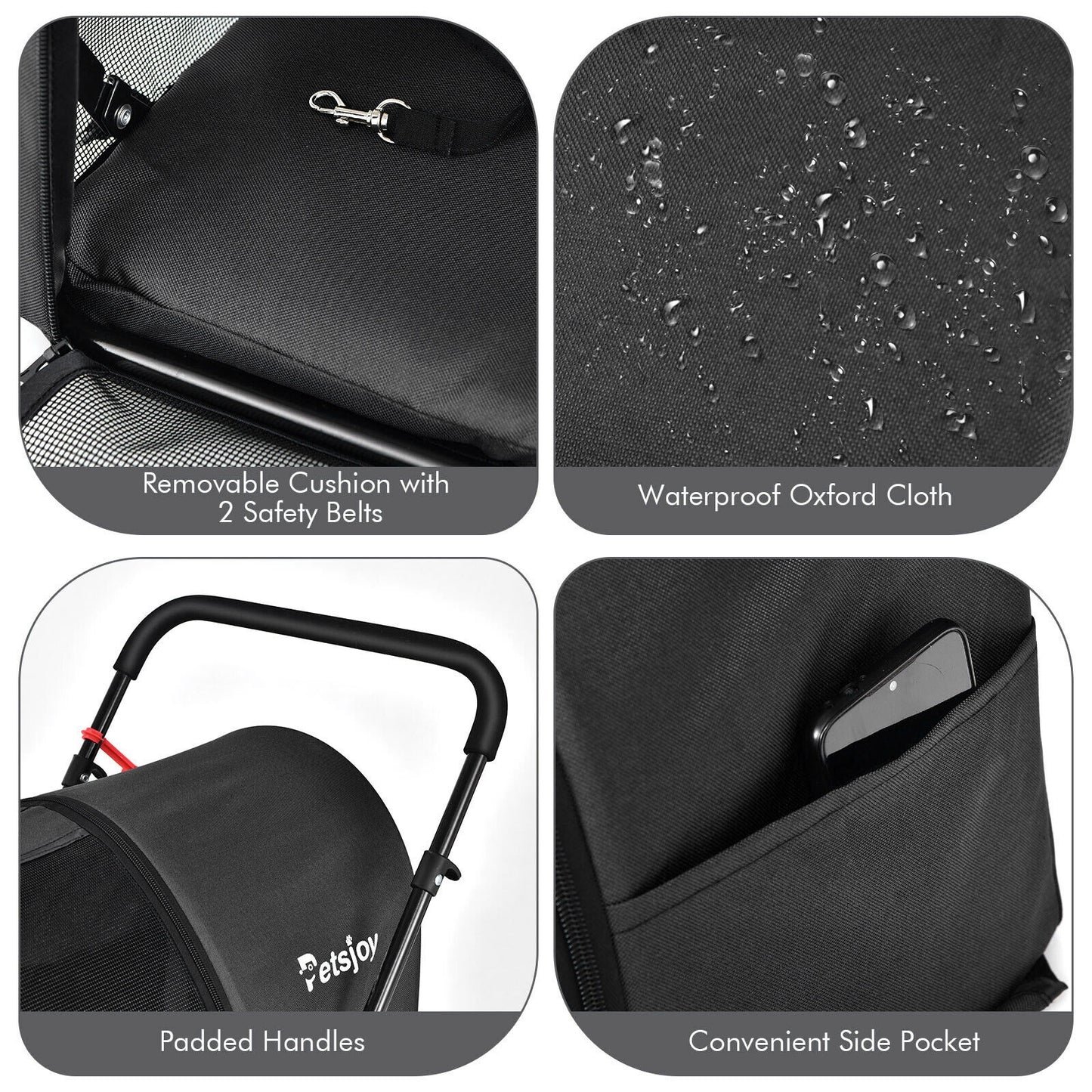 4-In-1 Double Pet Stroller, Detachable Carrier, Travel Carriage, Black Dog Supplies at Gallery Canada