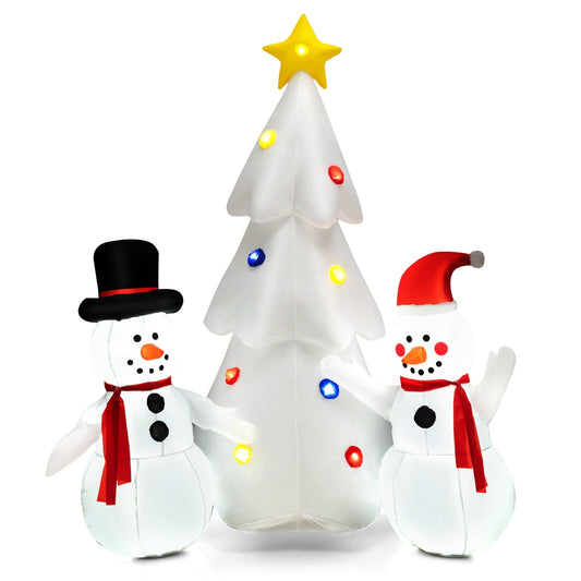 Inflatable Christmas Double Snowmen Decoration with Built-in Rotating LED Lights, Multicolor at Gallery Canada