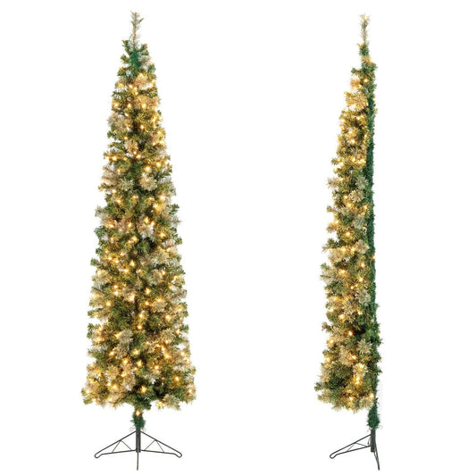 7 Feet Half Christmas Tree with Pine Needles and 150 Lights, Green at Gallery Canada
