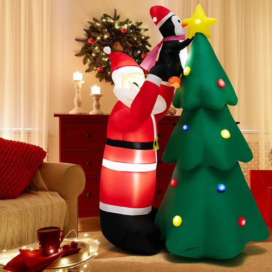 6 Feet Inflatable Christmas Tree and Santa Claus with LED and Air Blower, Multicolor at Gallery Canada