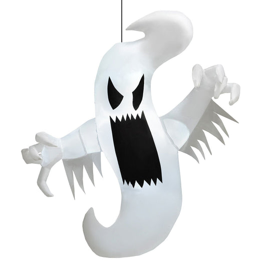 Inflatable Halloween Hanging Ghost Decoration with Built-in LED Lights, Black & White