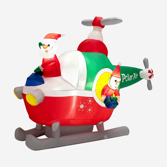 6 Feet Wide Inflatable Santa Claus Flying a Helicopter with Air Blower, Multicolor at Gallery Canada