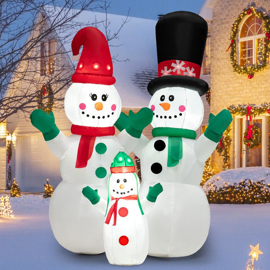 6 Feet Inflatable Christmas Snowman Decoration with LED and Air Blower, Multicolor