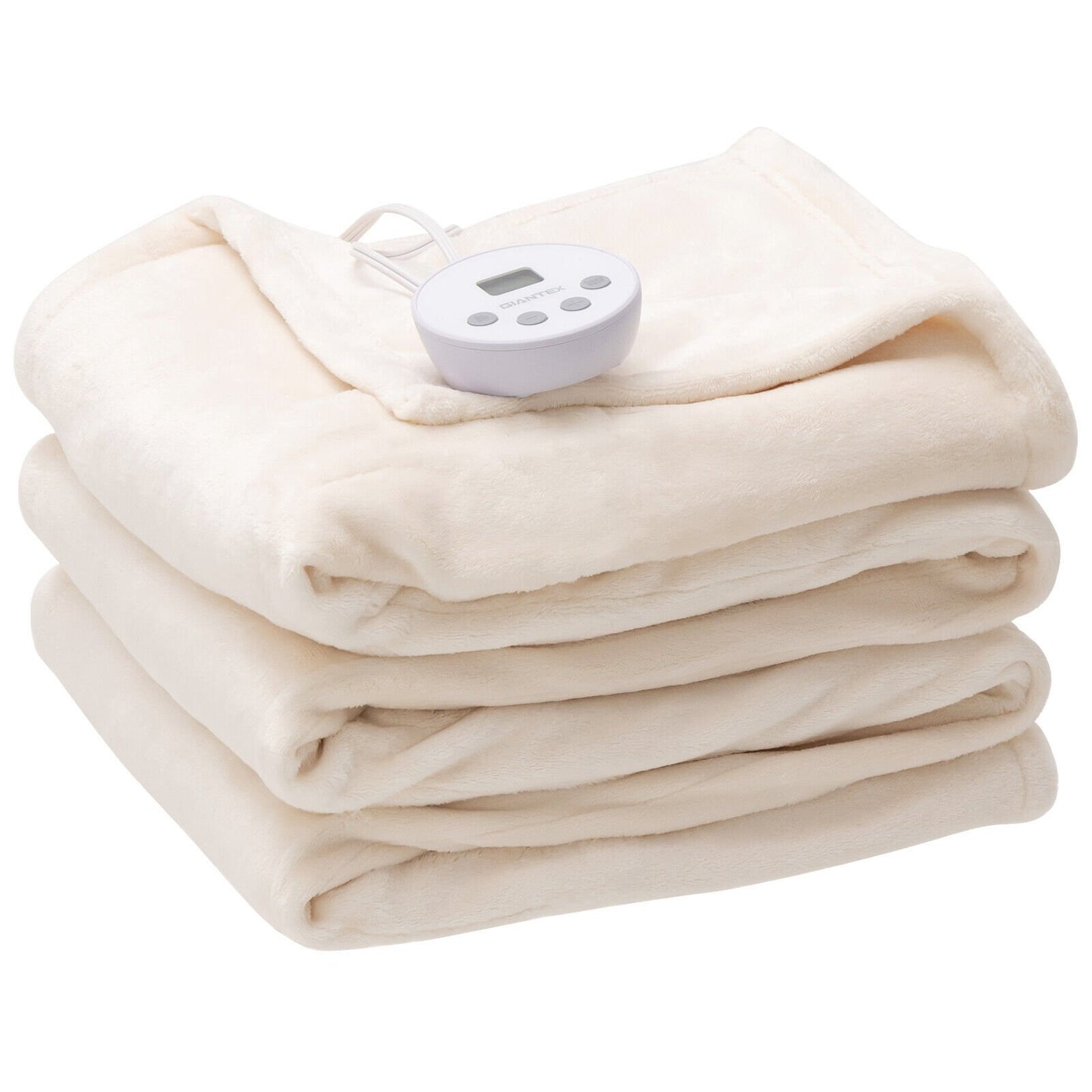 62" x 84" Twin Size Electric Heated Throw Blanket with Timer, Beige