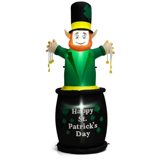 6 Feet St Patrick's Day Inflatables Leprechaun Irish Day Decoration with LED Lights, Green