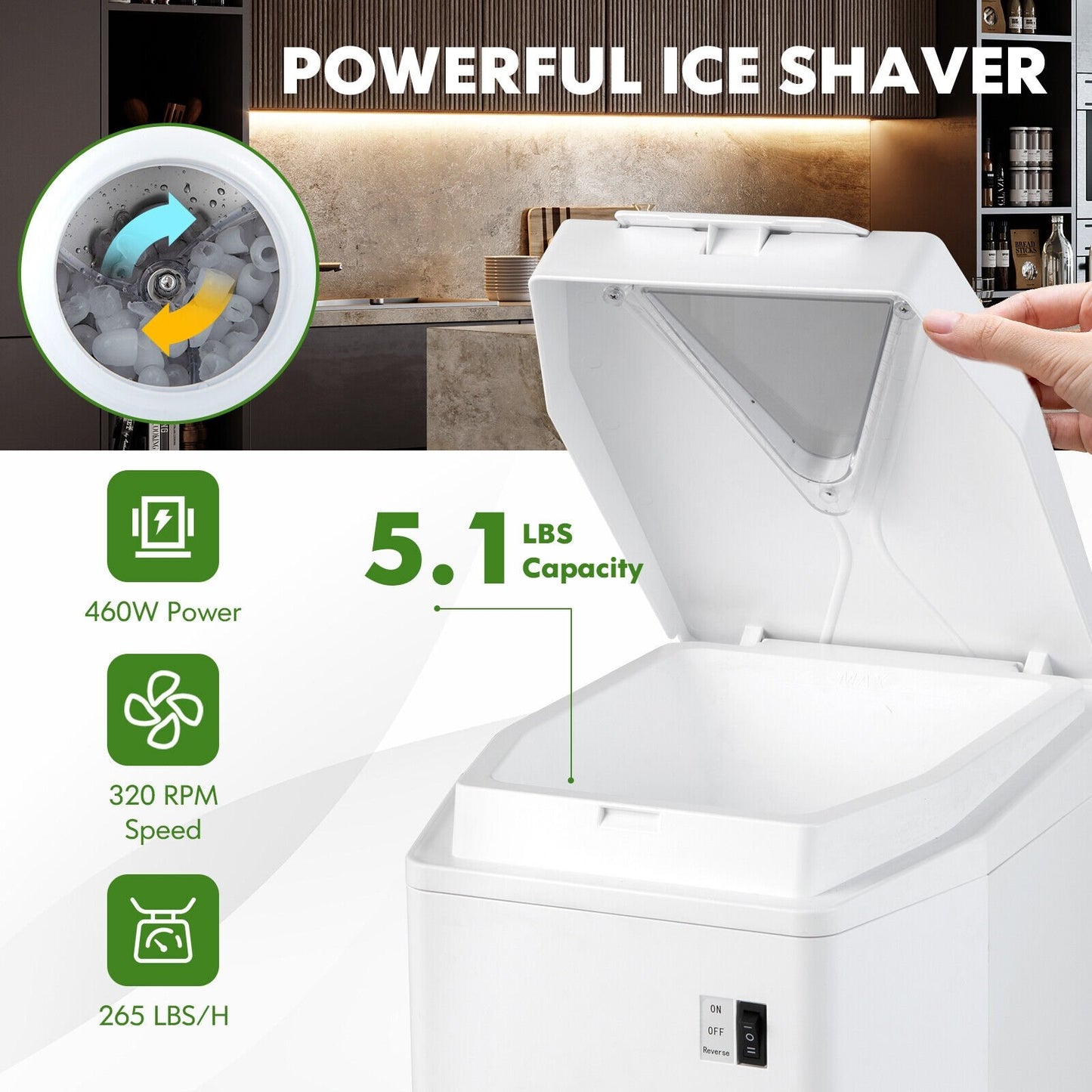 460W Snow Cone Maker Machine Shaver Adjustable, White at Gallery Canada