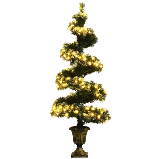4 Feet Pre-Lit Spiral Wintry Helical Tree for Holiday Celebration, Green at Gallery Canada