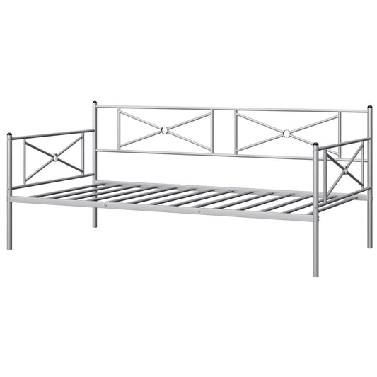 Metal Daybed Twin Bed Frame Stable Steel Slats Sofa Bed, Silver