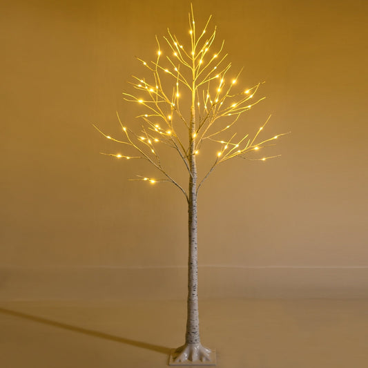 5 Feet Pre-lit White Twig Birch Tree with 72 LED Lights for Christmas, White at Gallery Canada