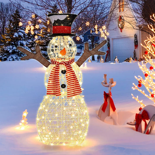 Christmas Lighted Snowman Decorations, Pre-Lit 80 Lights, Golden Christmas Decor & Accessories Golden at Gallery Canada