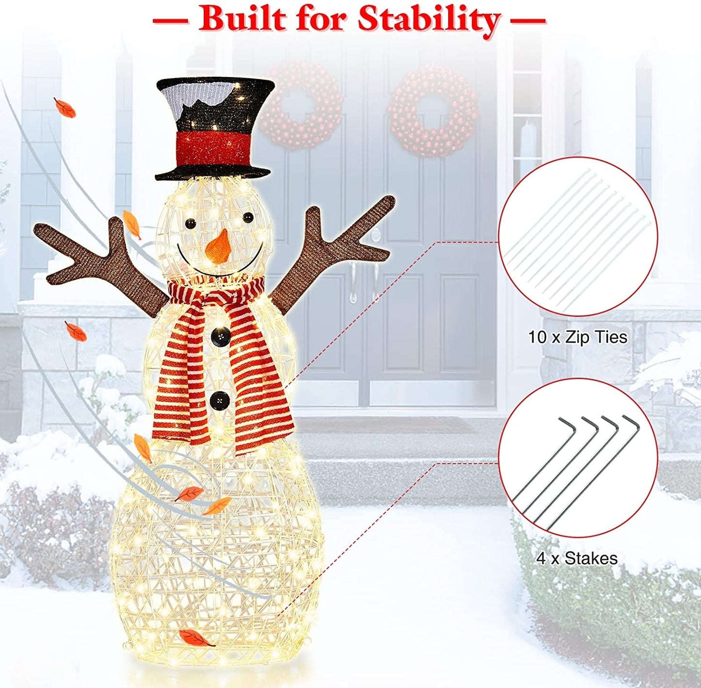 Christmas Lighted Snowman Decorations, Pre-Lit 80 Lights, Golden Christmas Decor & Accessories at Gallery Canada