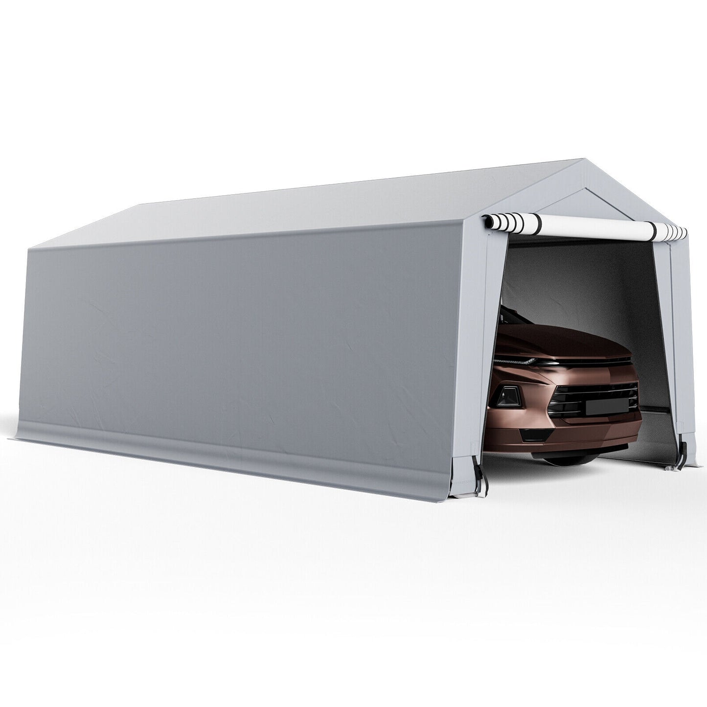 10 x 20 Ft Heavy Duty Outdoor Carport, 2 Doors, Gray Carports at Gallery Canada