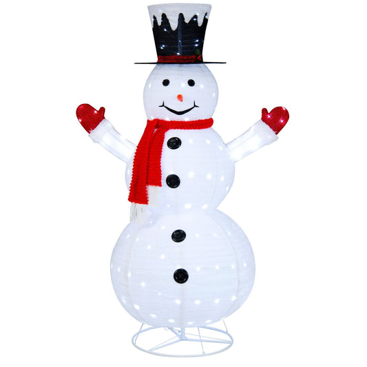 6 Feet Lighted Snowman with Top Hat and Red Scarf, White
