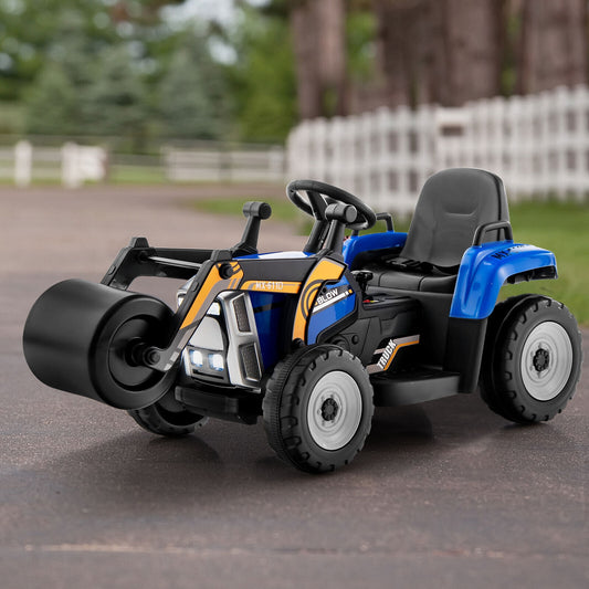 12V Kids Ride On Road Roller, 2.4G Remote Control, Blue Powered Ride On Toys Blue at Gallery Canada