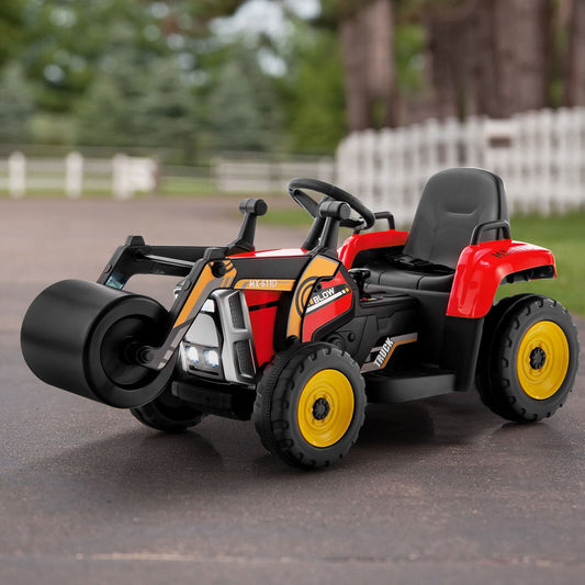 12V Kids Ride On Road Roller, 2.4G Remote Control, Red Powered Ride On Toys Red at Gallery Canada