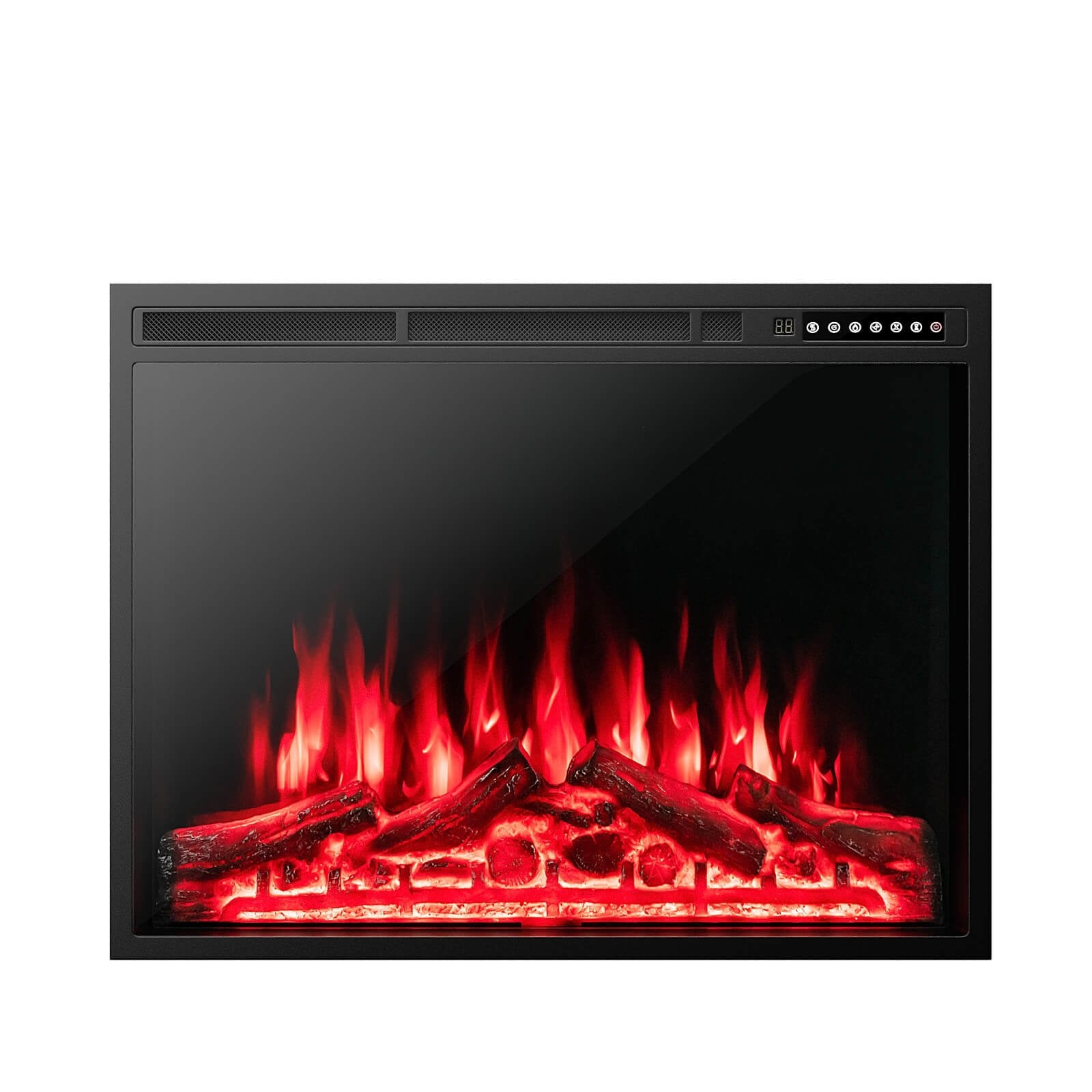 34/37 Inch Electric Fireplace Recessed with Adjustable Flames, Black at Gallery Canada