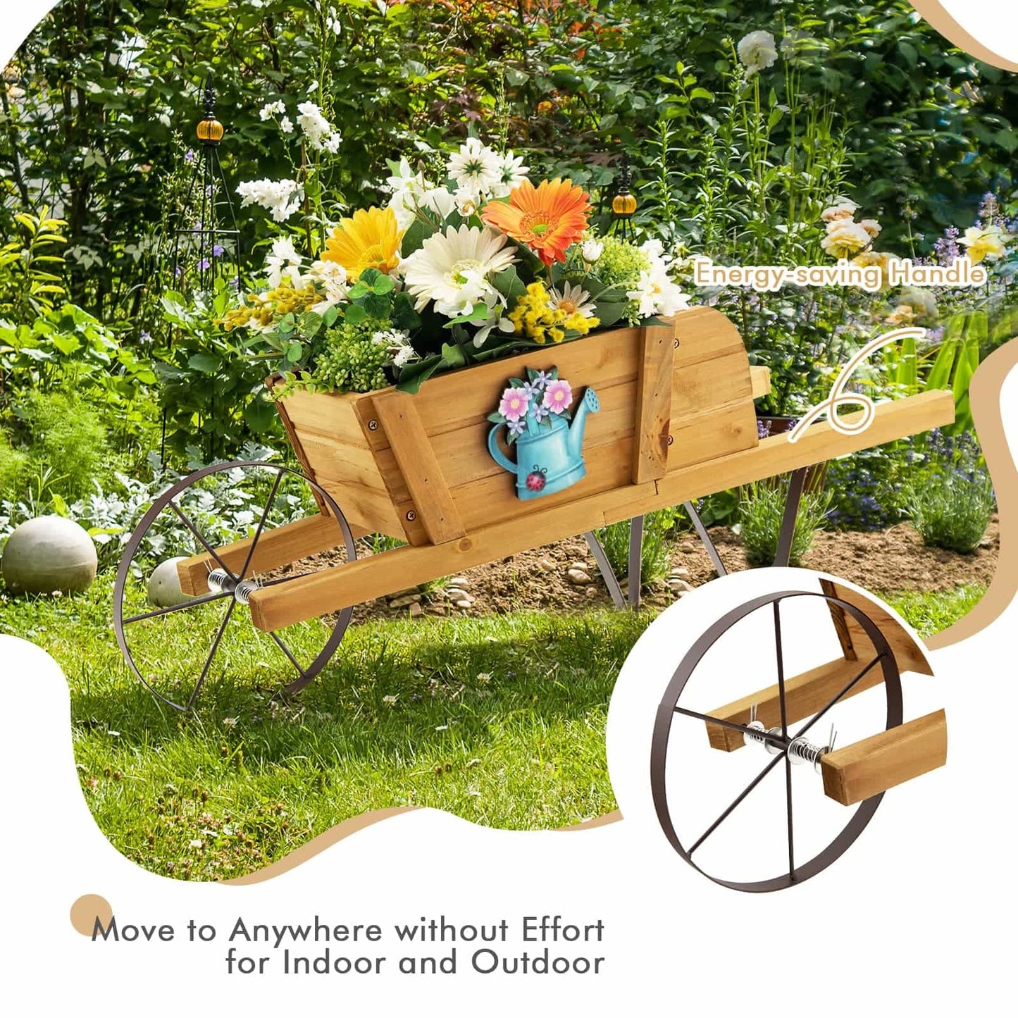Wooden Wagon Planter, 9 Magnetic Accessories, Walnut Plant Stands at Gallery Canada