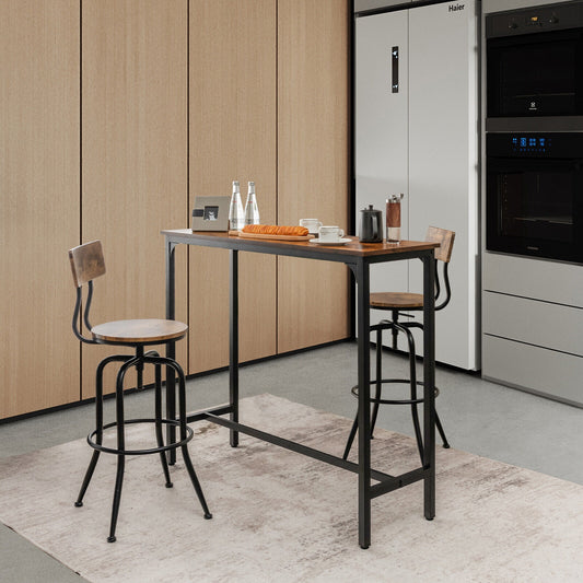 48 Inch Industrial Pub Dining Table, Steel Frame, Rustic Brown Dining Tables Rustic Brown at Gallery Canada