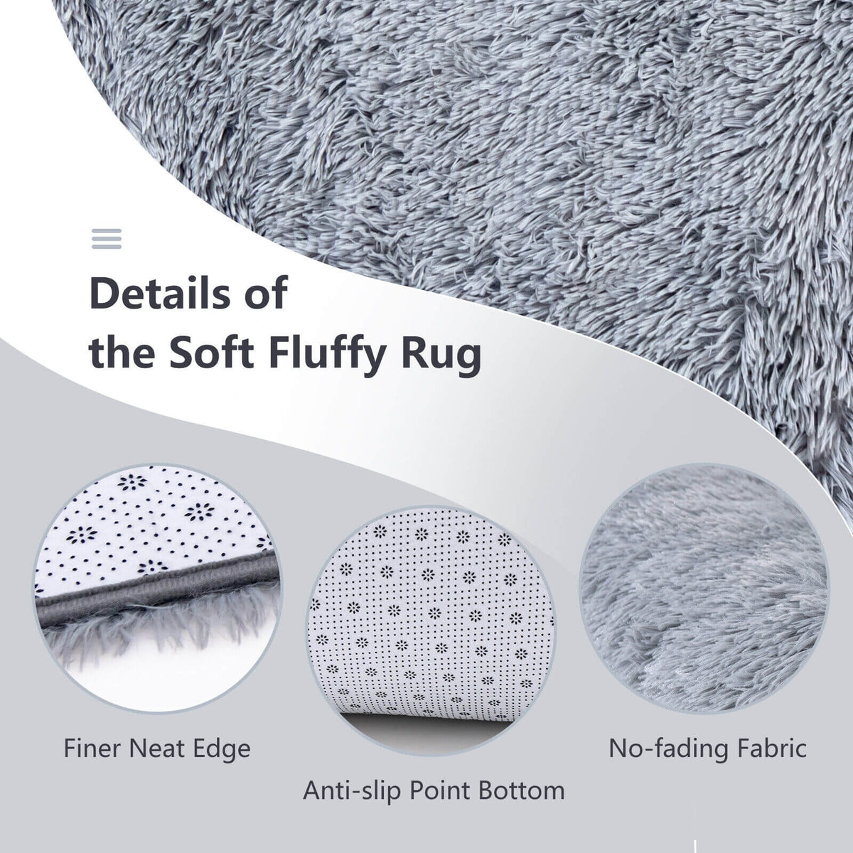 5 x 7 Feet Modern Rectangular Soft Shag Area Rug, Light Gray Rugs at Gallery Canada