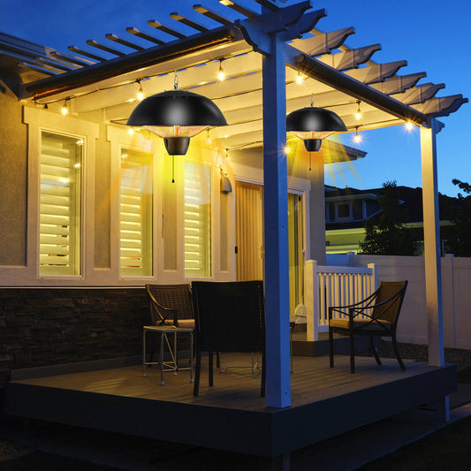 1500W Electric Patio Heater, IPX4 Waterproof, Black Space Heaters Black at Gallery Canada