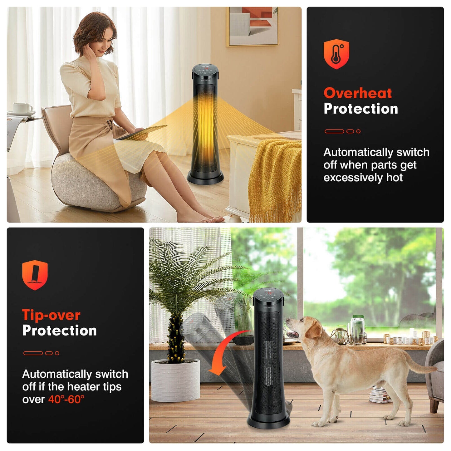 1500W PTC Space Heater, Remote Control, Black Space Heaters at Gallery Canada