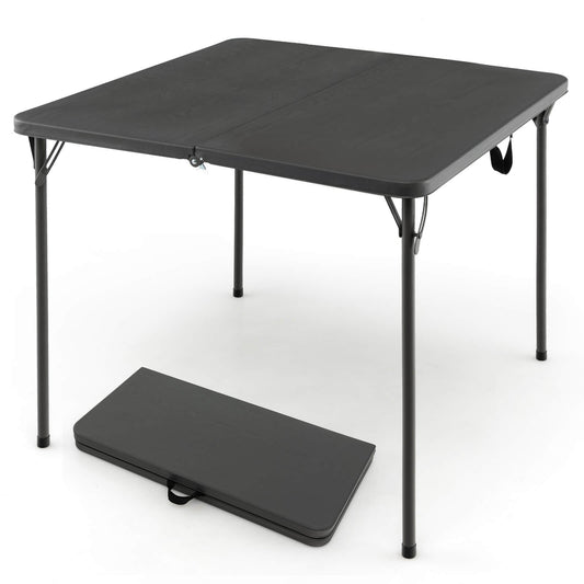 Folding Camping Table with All-Weather HDPE Tabletop and Rustproof Steel Frame, Gray