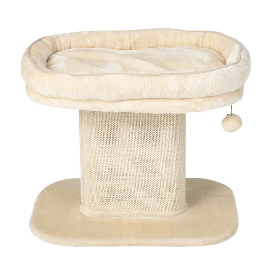 Modern Cat Tree Tower with Large Plush Perch and Sisal Scratching Plate, Beige