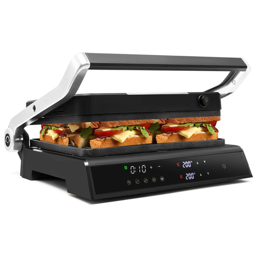 3-in-1 Electric Panini Press Grill with Non-Stick Coated Plates, Black