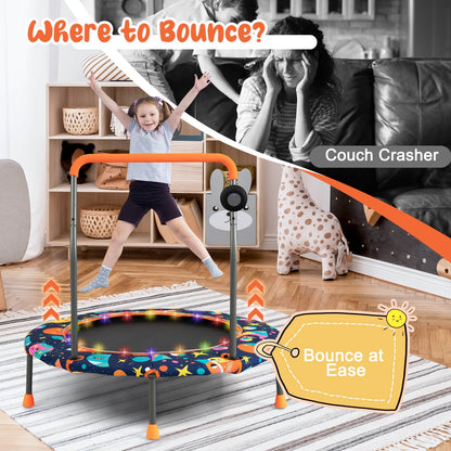 36 Inch Mini Trampoline with Colorful LED Lights and Bluetooth Speaker, Multicolor at Gallery Canada