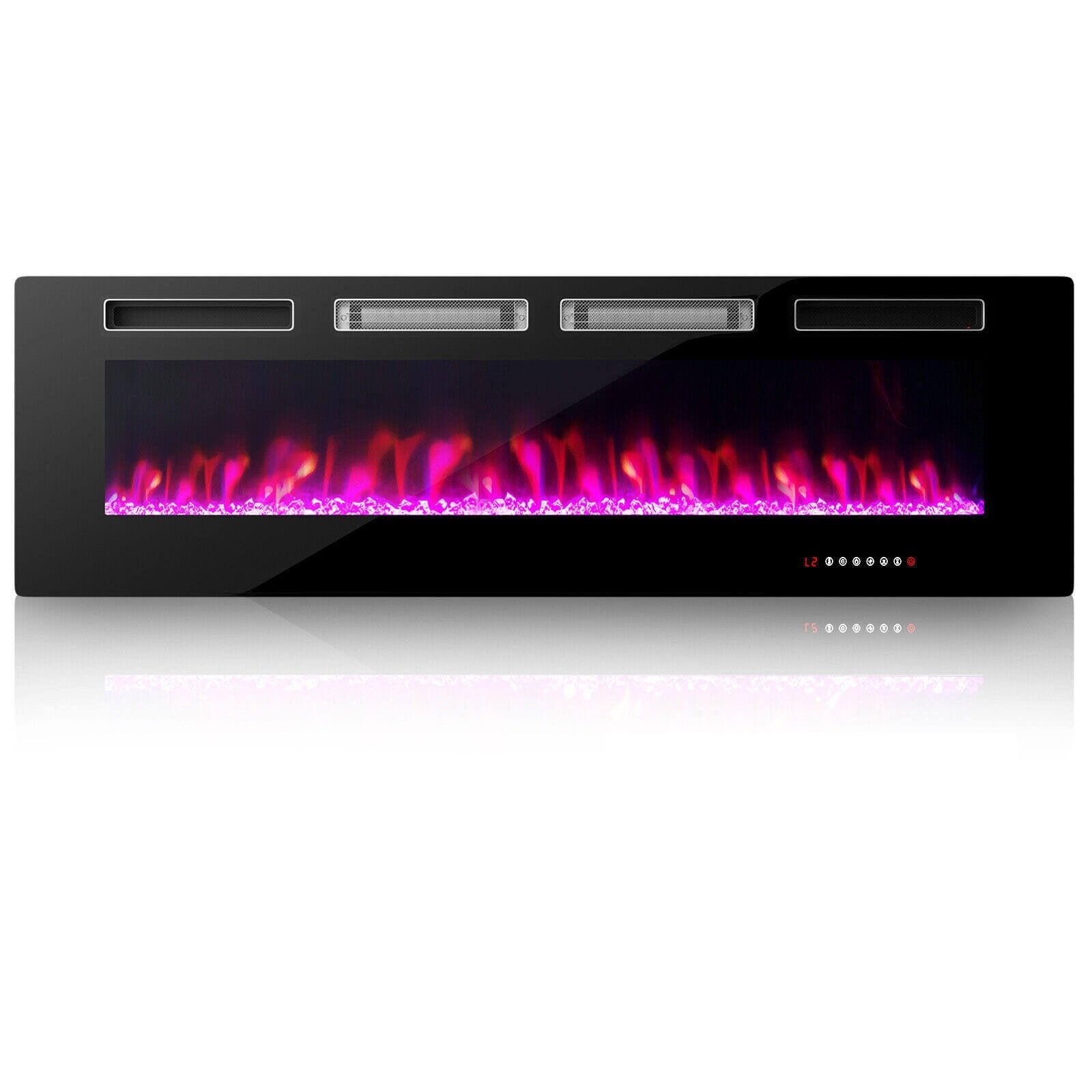 42/50/60/72 Inch Ultra-Thin Electric Fireplace with Decorative Crystals-60 inches, Black at Gallery Canada