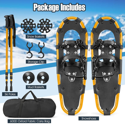 4-in-1 Lightweight Terrain Snowshoes with Flexible Pivot System-21 inches, Golden