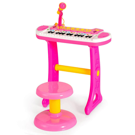 31-Key Kids Piano Keyboard Toy, With Microphone And Multiple Sounds, Pink Musical Toys Pink at Gallery Canada