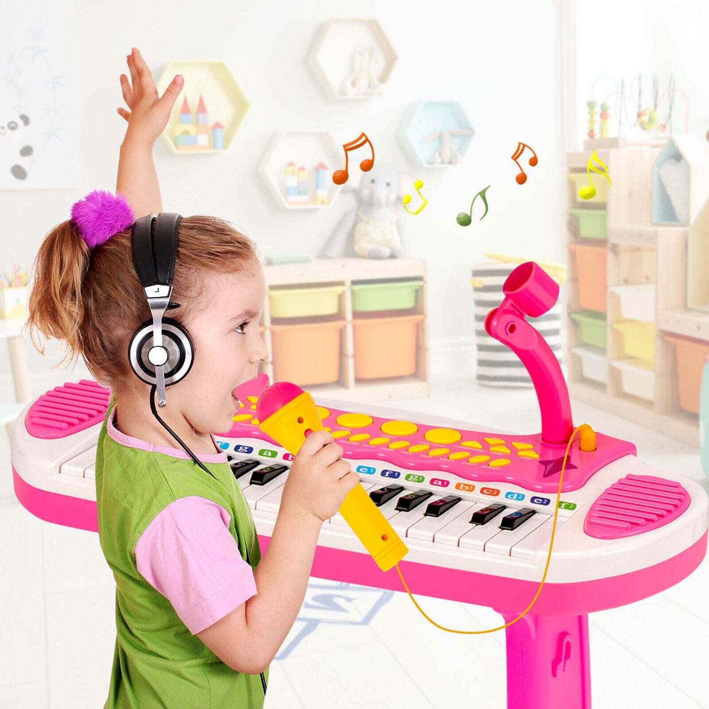 31-Key Kids Piano Keyboard Toy with Microphone and Multiple Sounds for Age 3+, Pink Musical Toys at Gallery Canada