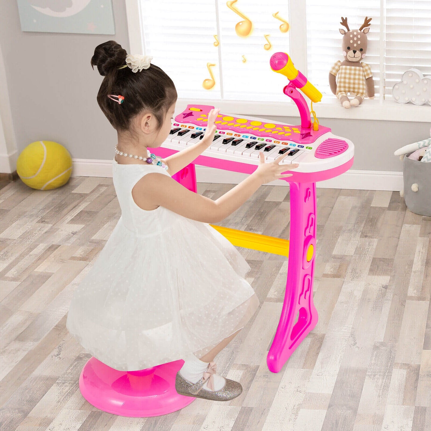 31-Key Kids Piano Keyboard Toy with Microphone and Multiple Sounds for Age 3+, Pink Musical Toys at Gallery Canada
