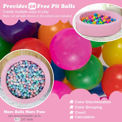 Large Round Foam Ball Pit with PU Surface and 50 Balls, Pink at Gallery Canada