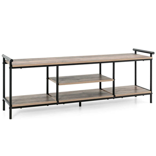 Industrial TV Stand for TVs up to 60 Inch with Storage Shelves, Natural