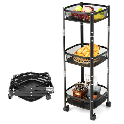 3-Tier Rotating 1-Second folding Storage Rack Metal-Square, Black at Gallery Canada