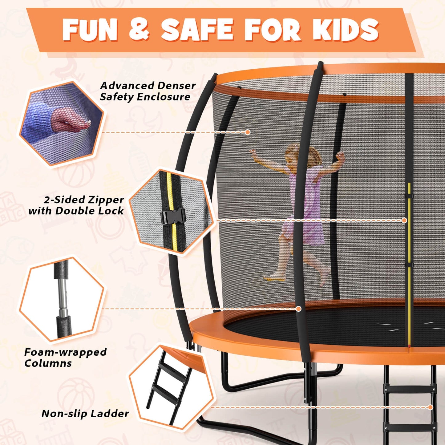 12FT Recreational Trampoline With Ladder, Orange Trampolines at Gallery Canada
