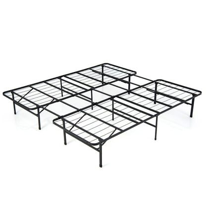 Queen/King Size Folding Steel Platform Bed Frame for Kids and Adults-King Size, Black