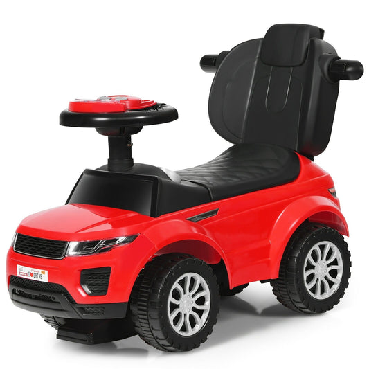 Honey Joy 3 in 1 Ride on Push Car Toddler Stroller Sliding Car with Music, Red