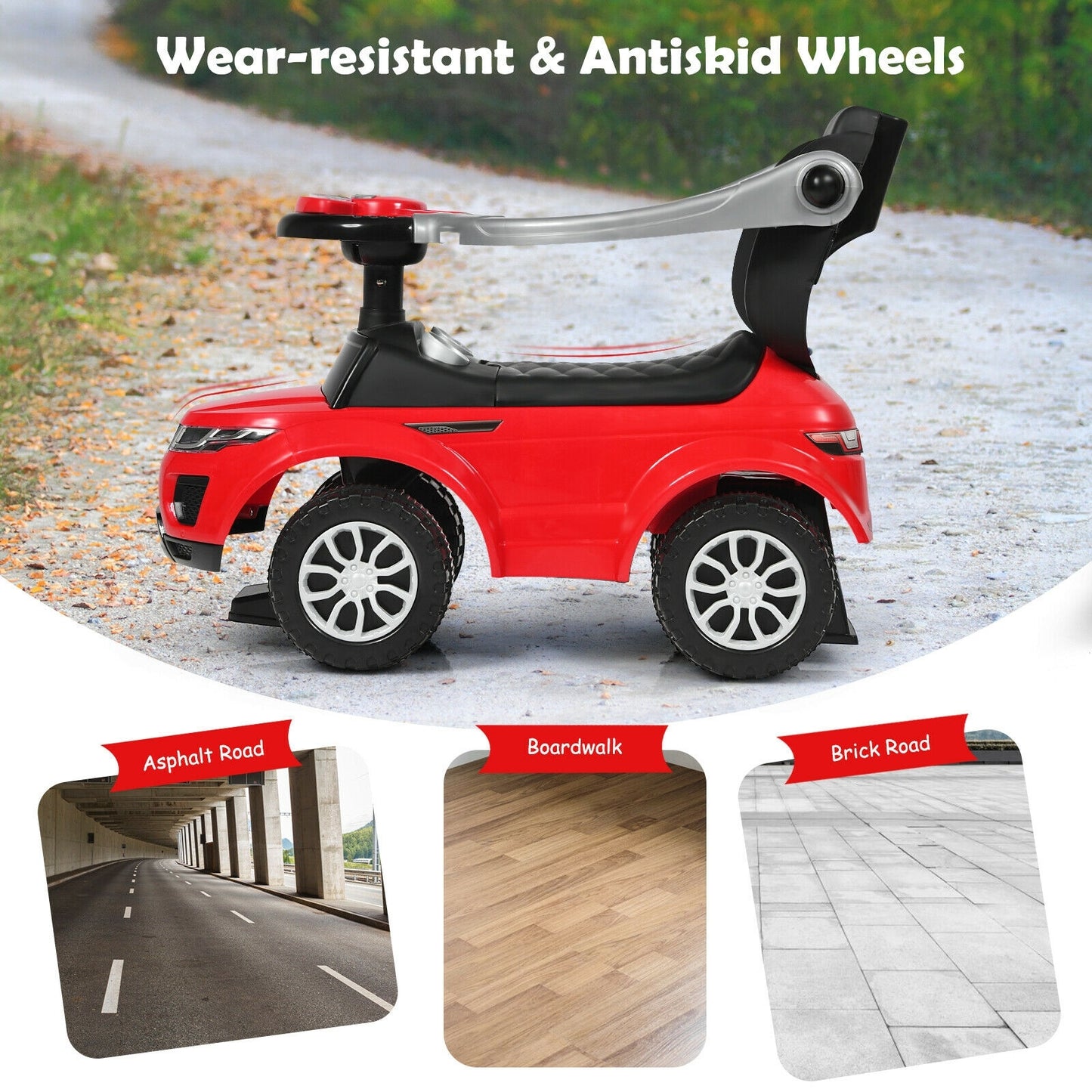 3 In 1 Ride On Push Car Toddler Stroller, Red Push & Pedal Ride On Toys at Gallery Canada