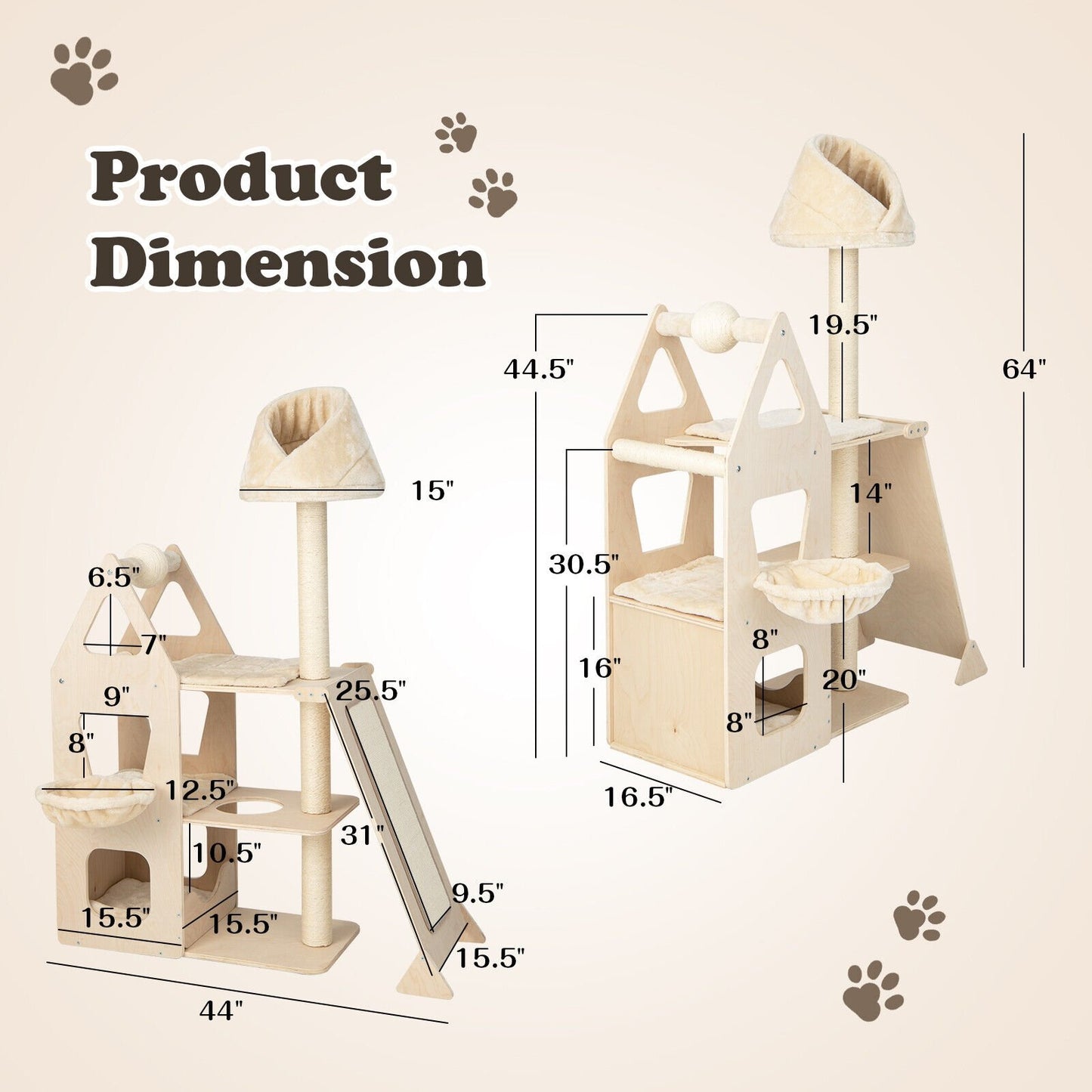 Multi-Level Cat Tree with Sisal Scratching Post, Beige at Gallery Canada