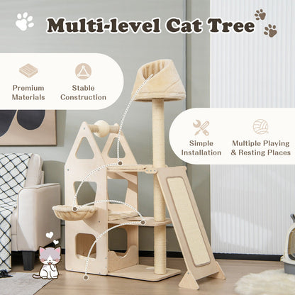 Multi-Level Cat Tree with Sisal Scratching Post, Beige
